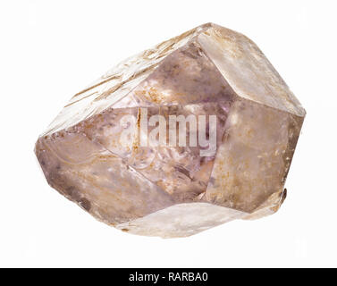 macro photography of natural mineral from geological collection - rough Amethyst crystal on white background Stock Photo