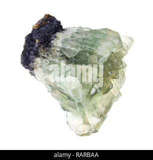 macro photography of natural mineral from geological collection - rough fluorite (fluorspar) stone on white background Stock Photo