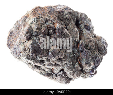macro photography of natural mineral from geological collection - rough Goethite rock on white background Stock Photo