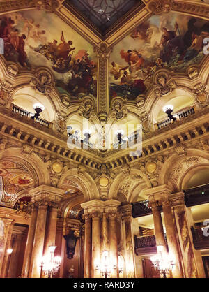 Interior view of the Opera National de Paris Garnier, France. It was built from 1861 to 1875 for the Paris Opera house Stock Photo