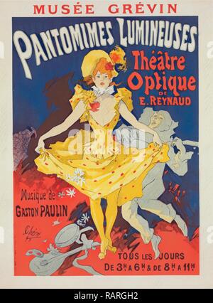 Poster for Musée Grévin, pantomimes lumineuses, Théâtre Optique de E. Reynaud, musique de Gaston Paulin. Jules Chéret reimagined Stock Photo