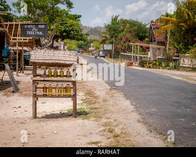 Gas petrol station at Lombok island, served in bottles Stock Photo