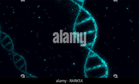 DNA helix molecules abstract 3D illustration. Biotechnology, genetics and science concept. New technology background. Stock Photo