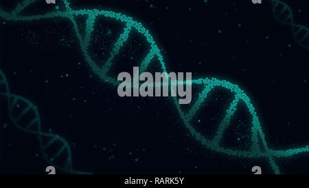 DNA spiral molecules abstract 3D illustration. Biotechnology, genetics and biology concept. New technology background. Stock Photo
