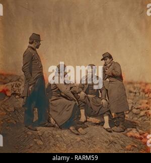 Zouaves & soldiers of the line, Crimean War, 1853-1856, Roger Fenton historic war campaign photo. Reimagined Stock Photo