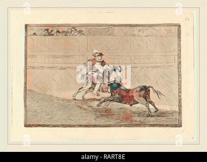 Francisco de Goya, Un caballero espanol en plaza quebrando rejoncillos sin auxilio de los chulos (A Spanish Mounted reimagined Stock Photo