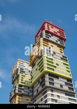 Detail of new apartment towers in Lusail City new town under construction in Qatar, Middle East Stock Photo