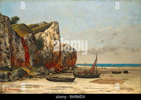 Gustave Courbet, Beach in Normandy, French, 1819-1877, c. 1872-1875, oil on canvas. Reimagined by Gibon. Classic art reimagined Stock Photo
