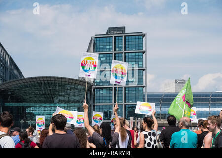 Berlin, Germany - may 27, 2018: Counter-protest against the demonstration of the AFD / Alternative for Germany (German: Alternative für Deutschland, A Stock Photo