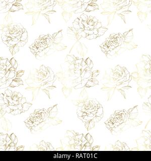 Seamless rose gold floral and foliage wallpaper pattern. This image is ...