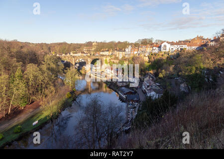 Knaresborough Railway Viaduct Bridge over the River Nidd, North Yorkshire, England, UK Stock Photo