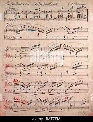 Handwritten sheet music, music notes, 19th century, valse brillante, George Alexander Osborne, 1806 - 1893, was an reimagined Stock Photo