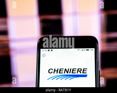 Cheniere Energy, Inc. Company logo seen displayed on smart phone Stock Photo