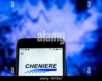 Cheniere Energy, Inc. Company logo seen displayed on smart phone Stock Photo