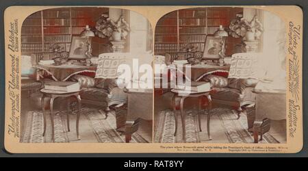 The place where Roosevelt stood while taking the President's oath of office - library, Wilcox residence, Buffalo, N.Y reimagined Stock Photo