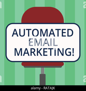 Handwriting text writing Automated Email Marketing. Concept meaning Email sent automatically to list of showing Blank Rectangular Shape Sticker Sittin Stock Photo