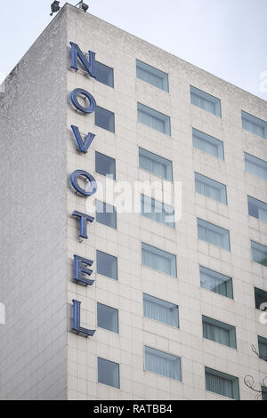 Bucharest, Romania - January 4, 2019: Novotel Hotel building in Bucharest Stock Photo