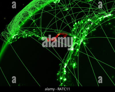 Panama on green model of planet Earth with network at night. Concept of ...