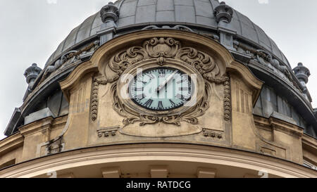 Zagreb, Croatia - Wall clock under the dome of a classical downtown building Stock Photo