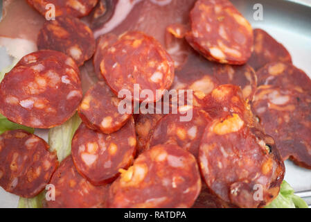 Slices of Nduja salami Stock Photo