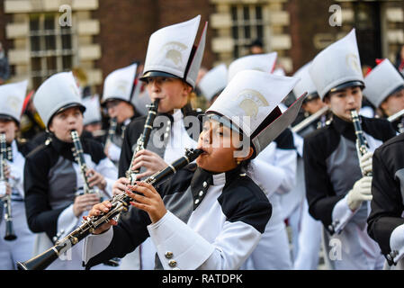 America's The Pride of Bixby High School Marching Band, from Oklahoma, USA, at London's New Year's Day Parade, UK Stock Photo