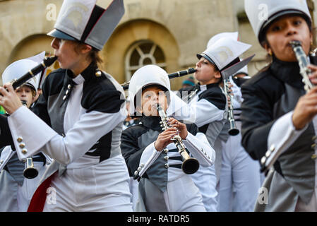 America's The Pride of Bixby High School Marching Band, from Oklahoma, USA, at London's New Year's Day Parade, UK Stock Photo