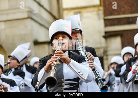 America's The Pride of Bixby High School Marching Band, from Oklahoma, USA, at London's New Year's Day Parade, UK Stock Photo