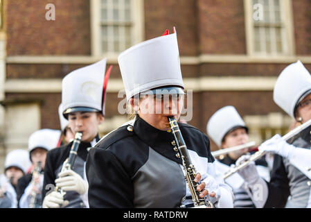 America's The Pride of Bixby High School Marching Band, from Oklahoma, USA, at London's New Year's Day Parade, UK Stock Photo