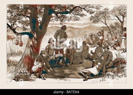 THE REBELLION IN SUDAN, 1883: A MID-DAY HALT IN A HOWLING WILDERNESS. Reimagined by Gibon. Classic art with a modern reimagined Stock Photo