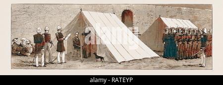 THE FRENCH IN MADAGASCAR, THE ARREST AND IMPRISONMENT OF THE REV. G.A. SHAW, 1883: MR. SHAW'S EXAMINATION IN THE TENT reimagined Stock Photo