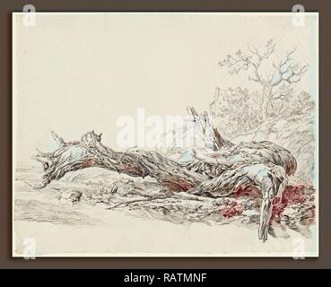 Jean-Antoine Constantin (French, 1756 - 1844), An Ancient Tree Fallen Beside a Stream, c. 1814, pen and black and reimagined Stock Photo