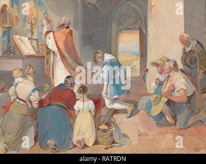 Fridolin Assists with the Holy Mass, Peter Fendi, Austrian, 1796 - 1842, Austria, Europe, 1833, Gouache, watercolor reimagined Stock Photo