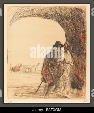 Jean-Louis Forain, The Meeting under the Arch (third plate), French, 1852 - 1931, 1910, etching. Reimagined Stock Photo