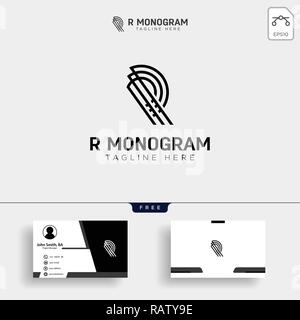 Premium letter R logo with business card template. Elegant corporate identity. - Vector Stock Vector