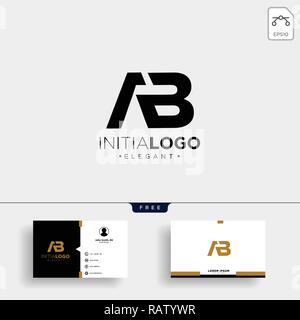 initial AB abstract geometric logo template vector illustration and business card design Stock Vector