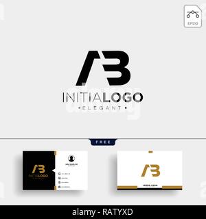 initial AB abstract geometric logo template vector illustration and business card design Stock Vector