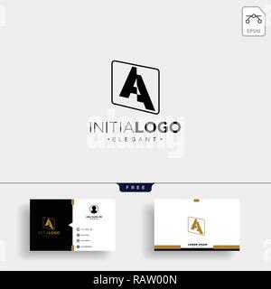 initial A abstract geometric logo template vector illustration and business card design Stock Vector