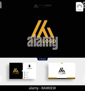 gold luxury and premium initial M or KM logo template vector illustration and get free business card template Stock Vector