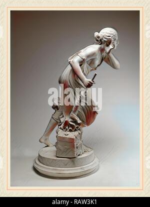 Randolph Rogers, Nydia, the Blind Girl of Pompeii, American, 1825-1892, model 1855, carved 1860, marble. Reimagined Stock Photo