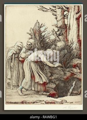 Alphonse Legros, The Triumph of Death: Death Prepares a Dwelling for the Homeless (Le triomphe de la Mort: Lamort a reimagined Stock Photo