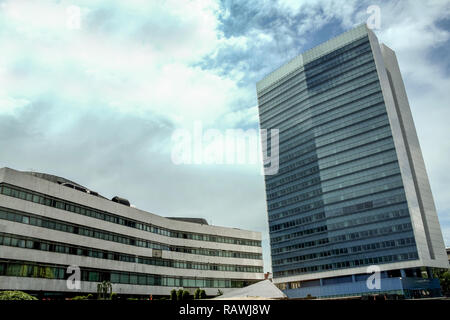 SARAJEVO, BOSNIA AND HERZEGOVINA - JUNE 5, 2008: Main building of the Parliament of Bosnia and Herzegovina, one of the symbols of the war torn Sarajev Stock Photo