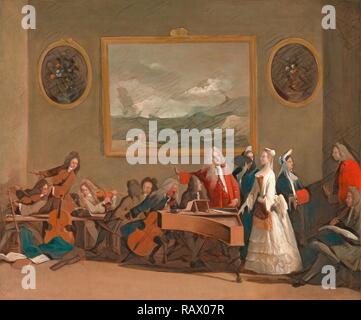 Rehearsal of an opera, Marco Ricci, 1676-1729, Italian. Reimagined by Gibon. Classic art with a modern twist reimagined
