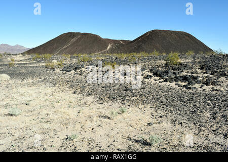 Amboy Crater, which last erupted over 10,000 years ago, lies dormant in California's Mojave Desert. Stock Photo