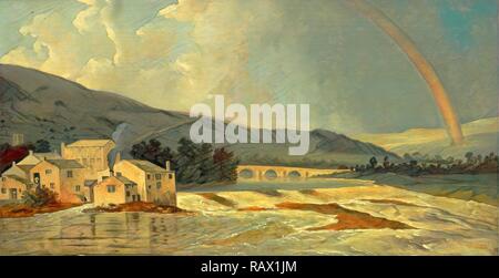 Otley Bridge on the River Wharfe, William Hodges, 1744-1797, British. Reimagined by Gibon. Classic art with a modern reimagined Stock Photo