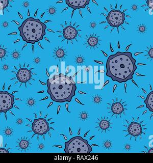 Seamless flowers pattern. Soft blue background. For printing on packaging, bags, cups, laptop, etc. Vector illustration. Stock Vector
