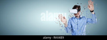 Composite image of businessman working with vr Stock Photo