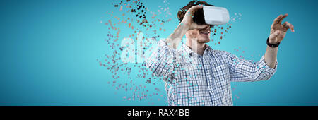 Composite image of businessman working with vr Stock Photo