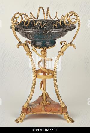 Standing Tazza, Unknown, Paris, France, Europe, about 1785, Jaune fonce marble and breche violette (?), gilt bronze reimagined Stock Photo