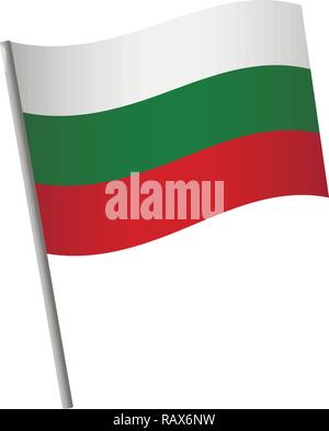 Bulgaria flag icon. National flag of Bulgaria on a pole vector illustration. Stock Vector