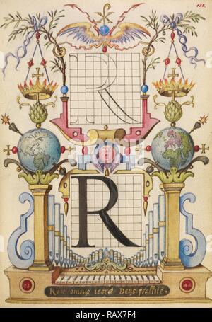 Guide for Constructing the Letter R, Joris Hoefnagel, Flemish / Hungarian, 1542 - 1600, Vienna, Austria, Europe reimagined Stock Photo